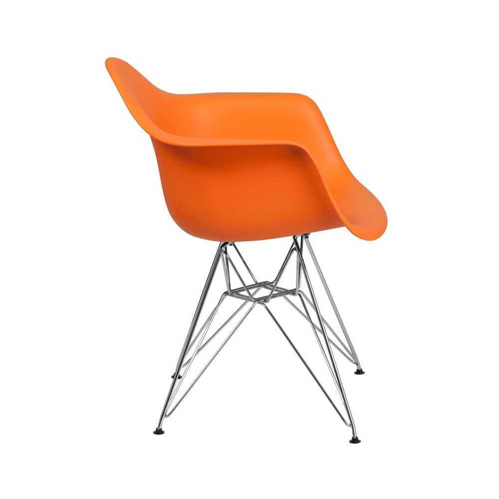 Alonza Series Orange Plastic Chair with Chrome Base