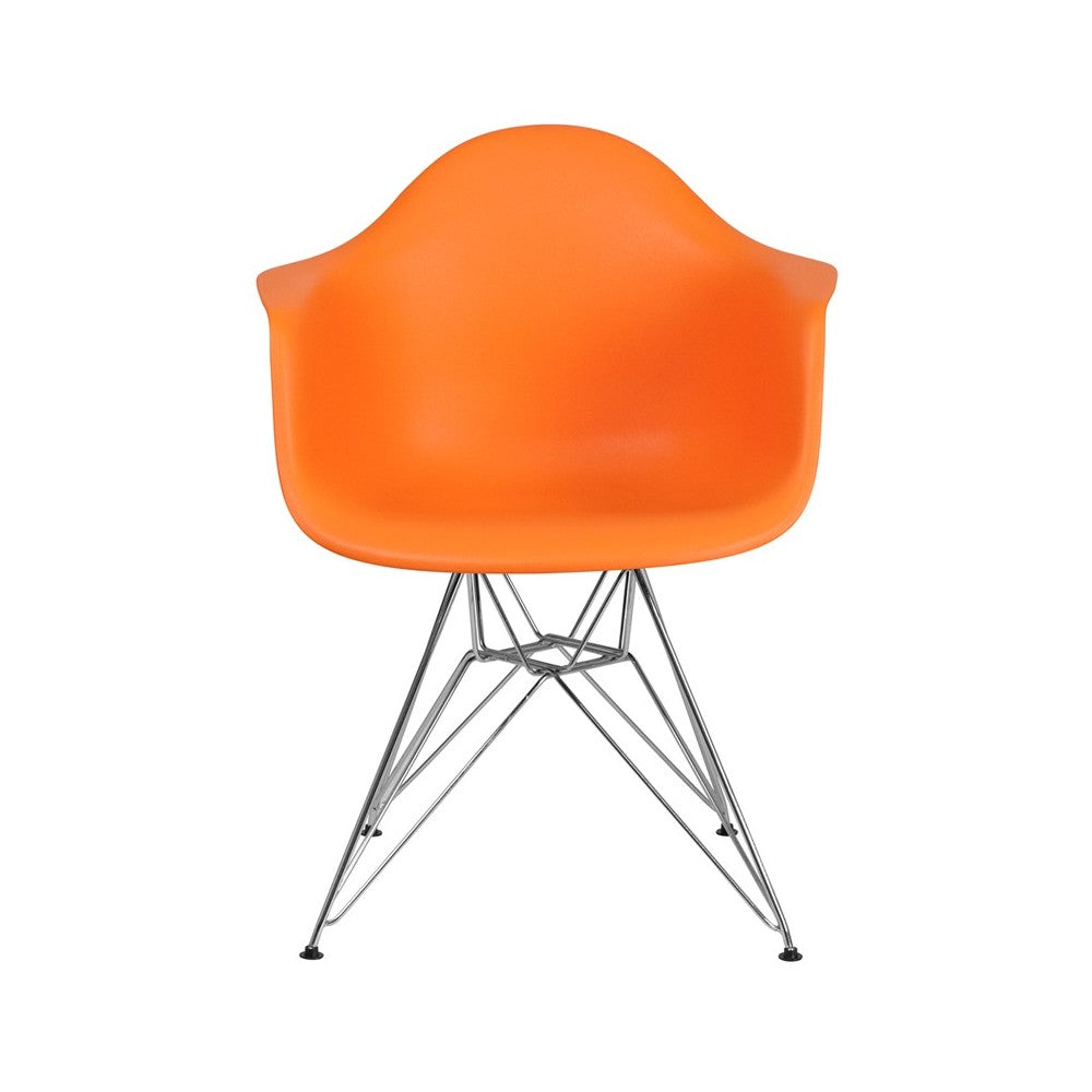 Alonza Series Orange Plastic Chair with Chrome Base