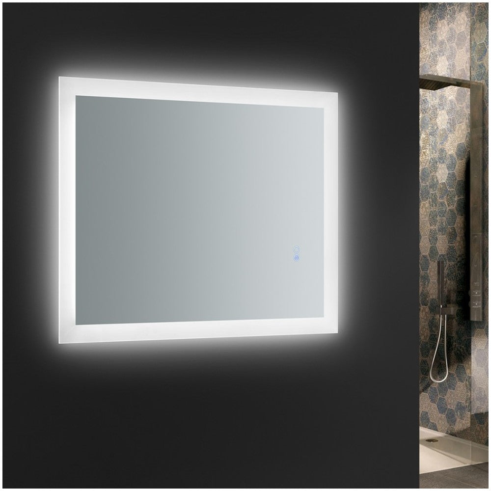 Angelo 24 Wide x 30 Tall Bathroom Mirror w/ Halo Style LED Lighting and Defogger