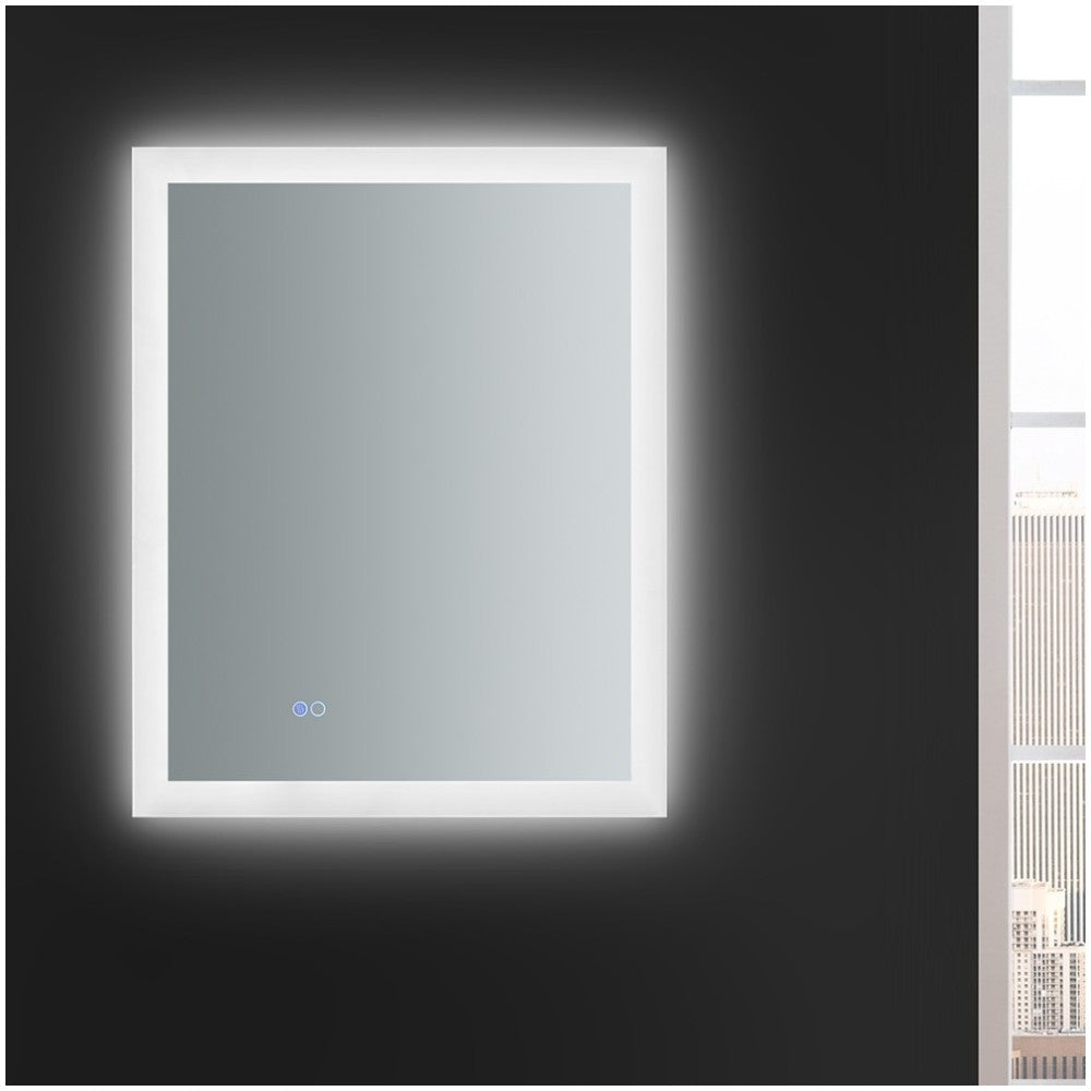 Angelo 24 Wide x 30 Tall Bathroom Mirror w/ Halo Style LED Lighting and Defogger