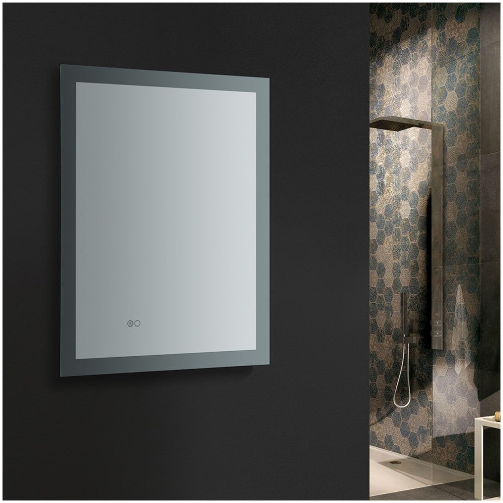 Angelo 24 Wide x 30 Tall Bathroom Mirror w/ Halo Style LED Lighting and Defogger