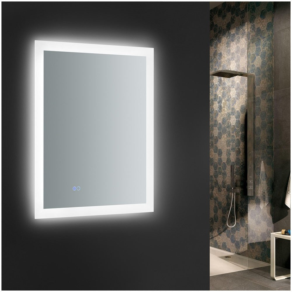 Angelo 24 Wide x 30 Tall Bathroom Mirror w/ Halo Style LED Lighting and Defogger