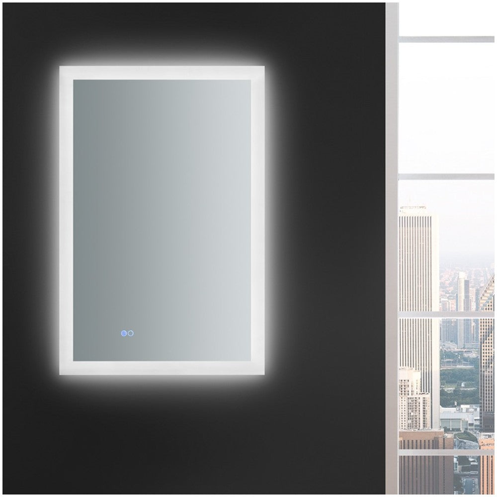 Angelo 24 Wide x 36 Tall Bathroom Mirror w/ Halo Style LED Lighting and Defogger