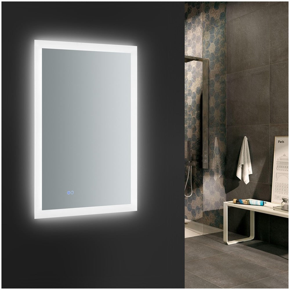 Angelo 24 Wide x 36 Tall Bathroom Mirror w/ Halo Style LED Lighting and Defogger