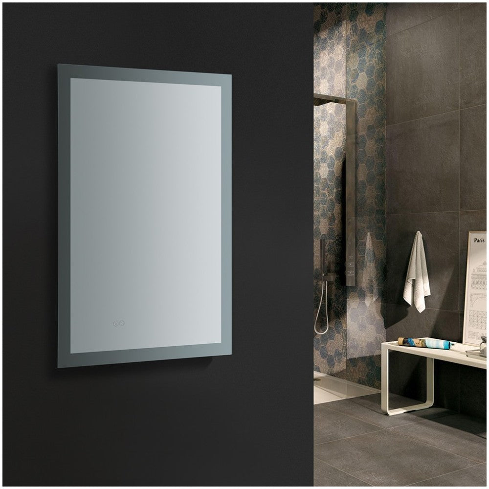 Angelo 24 Wide x 36 Tall Bathroom Mirror w/ Halo Style LED Lighting and Defogger