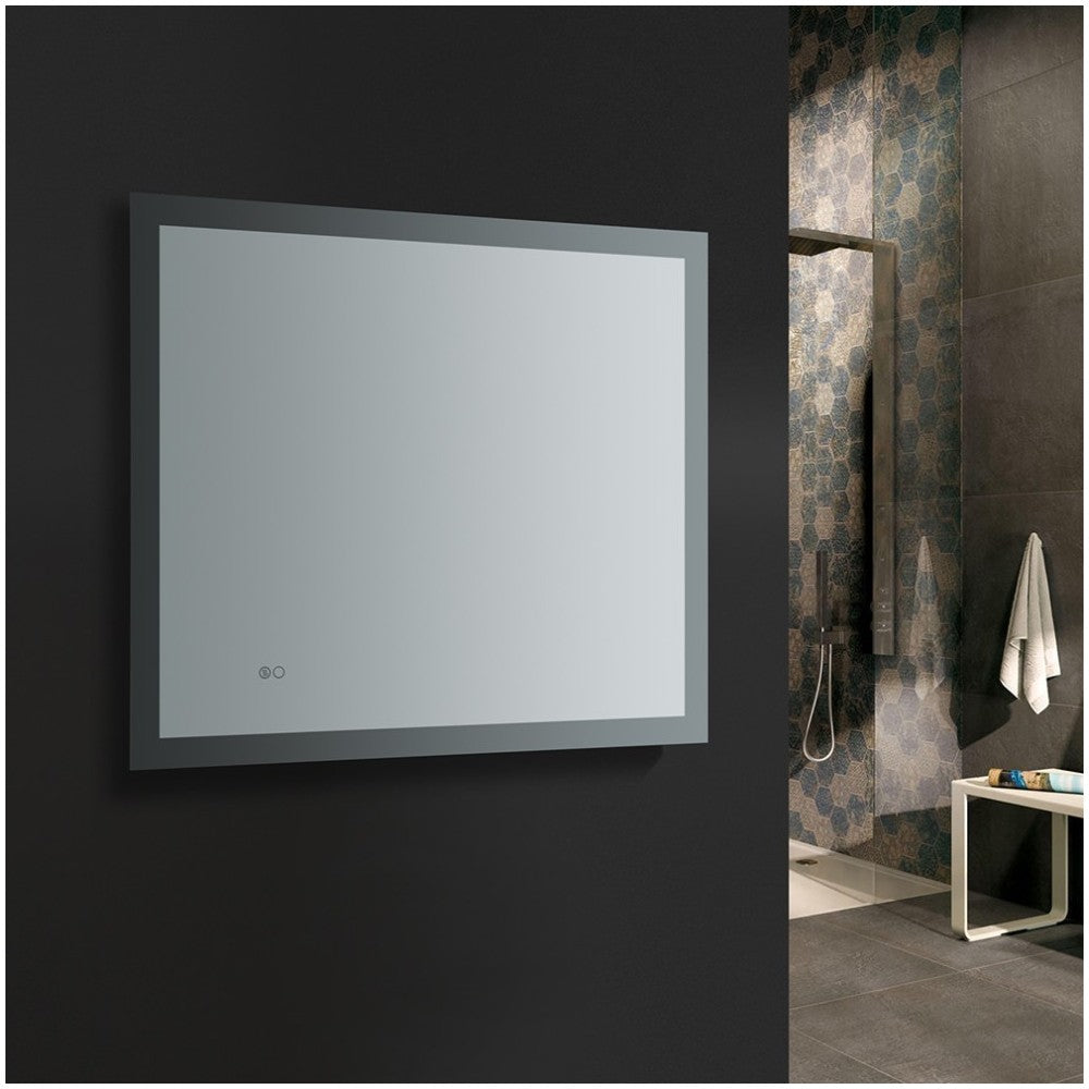 Angelo 36 Wide x 30 Tall Bathroom Mirror w/ Halo Style LED Lighting and Defogger