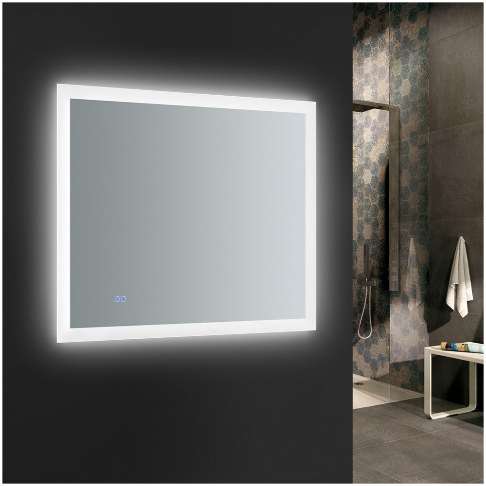 Angelo 36 Wide x 30 Tall Bathroom Mirror w/ Halo Style LED Lighting and Defogger