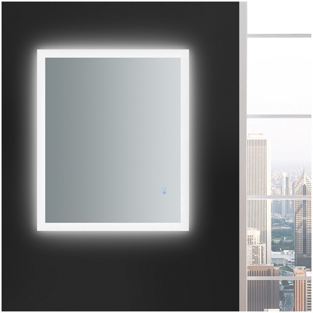 Angelo 36 Wide x 30 Tall Bathroom Mirror w/ Halo Style LED Lighting and Defogger