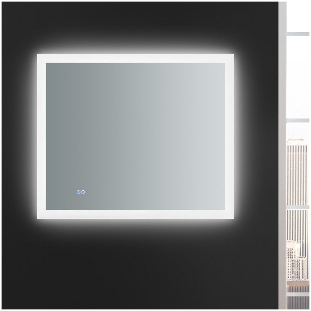 Angelo 36 Wide x 30 Tall Bathroom Mirror w/ Halo Style LED Lighting and Defogger