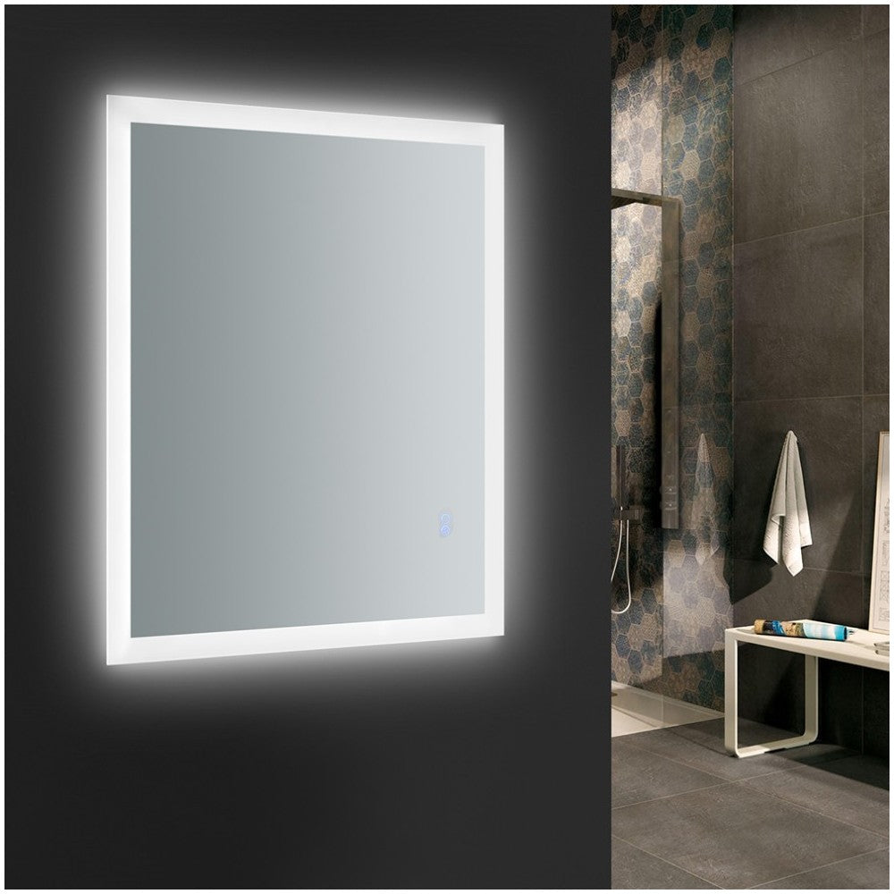 Angelo 36 Wide x 30 Tall Bathroom Mirror w/ Halo Style LED Lighting and Defogger