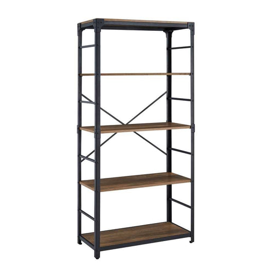 Angle Iron 64" Industrial 4 Shelf Wood Bookcase - Rustic Oak
