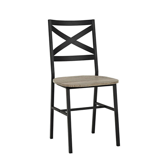 Angle Iron Industrial X Back Dining Chairs, Set of 2 - Driftwood
