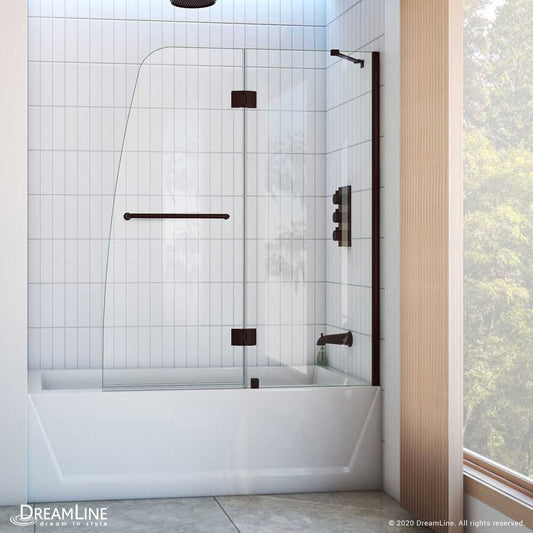 Aqua 48 in. W x 58 in. H Frameless Hinged Tub Door in Oil Rubbed Bronze