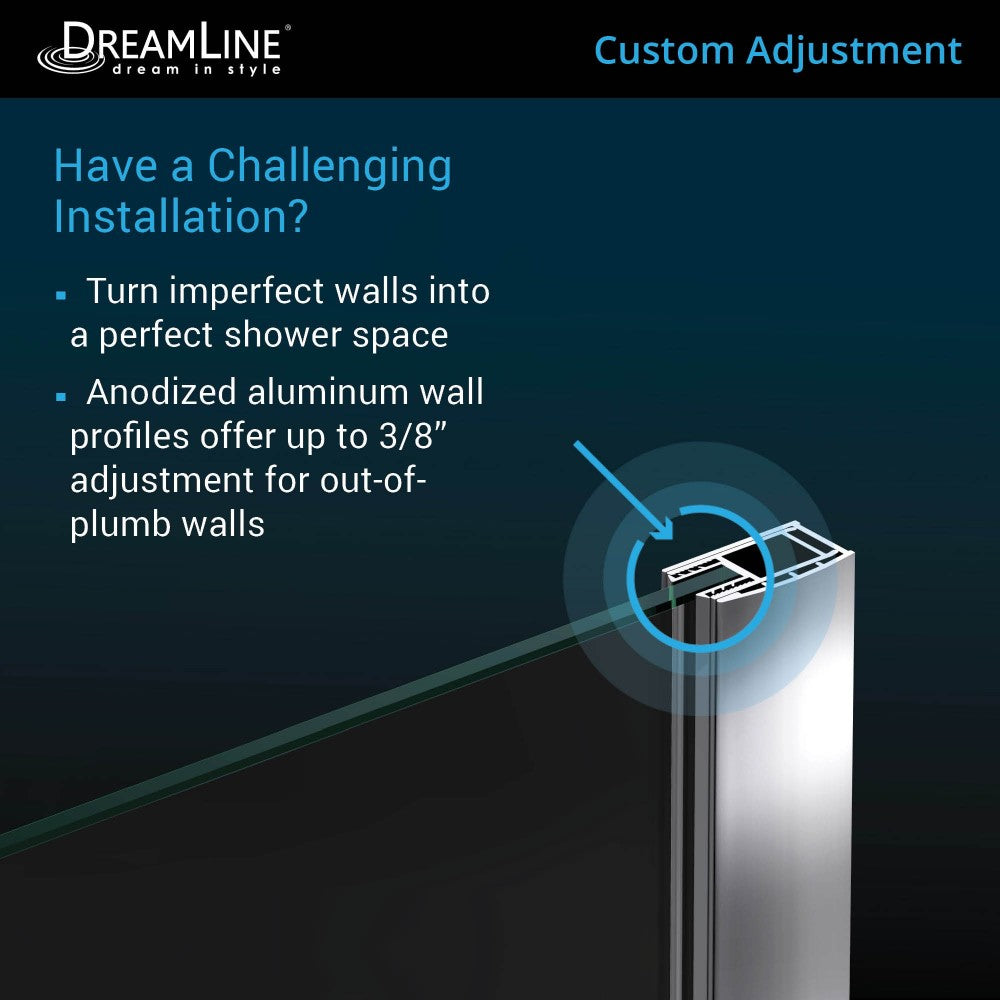 Aqua 56-60 in. W x 30 in. D x 58 in. H Frameless Hinged Tub Door with 30 in. Return Panel in Chrome