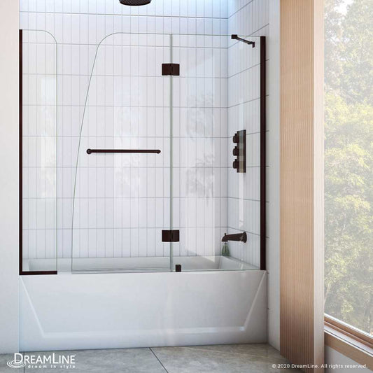 Aqua 56-60 in. W x 58 in. H Frameless Hinged Tub Door with Extender Panel in Oil Rubbed Bronze