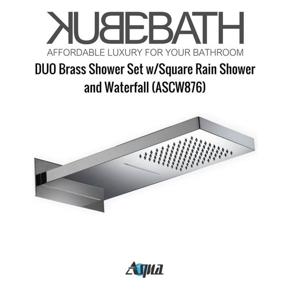 Aqua DUO Brass Shower Set With Square Rain Shower and Waterfall and Handheld