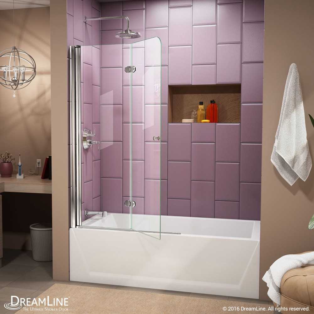 Aqua Fold 36 in. W x 58 in. H Frameless Bi-Fold Tub Door in Chrome