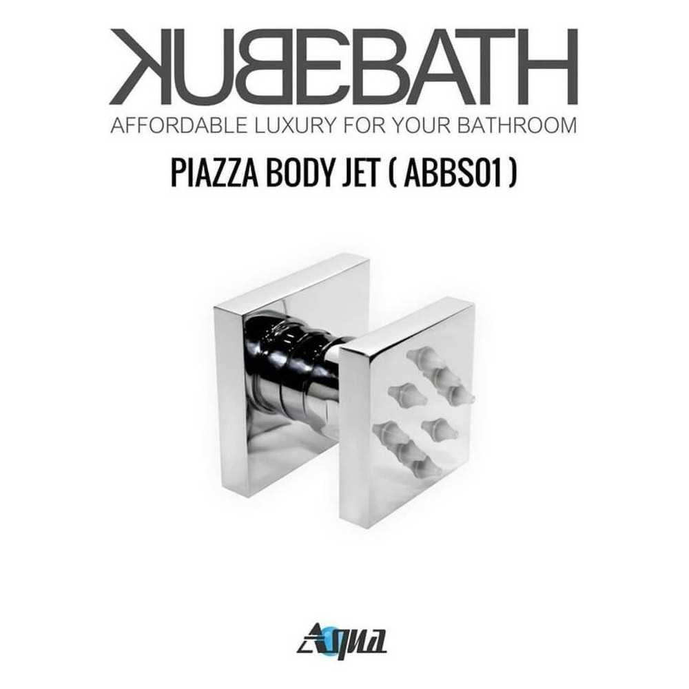 Aqua Piazza Brass Shower Set With 12" Square Rain Shower and 4 Body Jets