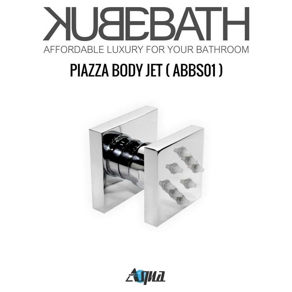 Aqua Piazza Brass Shower Set With 8" Square Rain Shower and 4 Body Jets