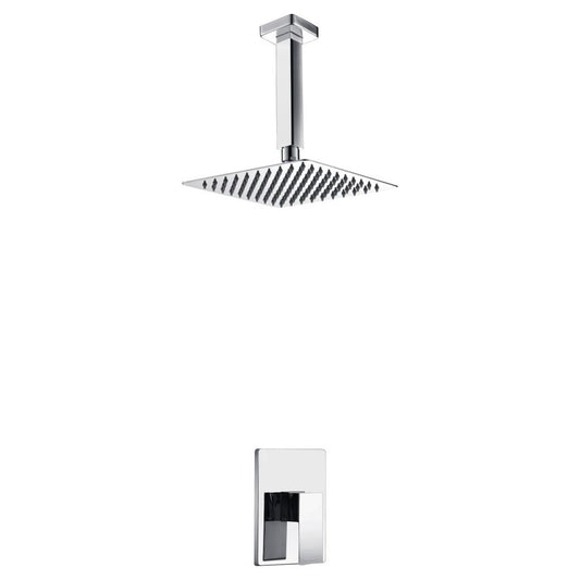 Aqua Piazza Chrome Shower Set With 12" Ceiling Mount Square Rain Shower