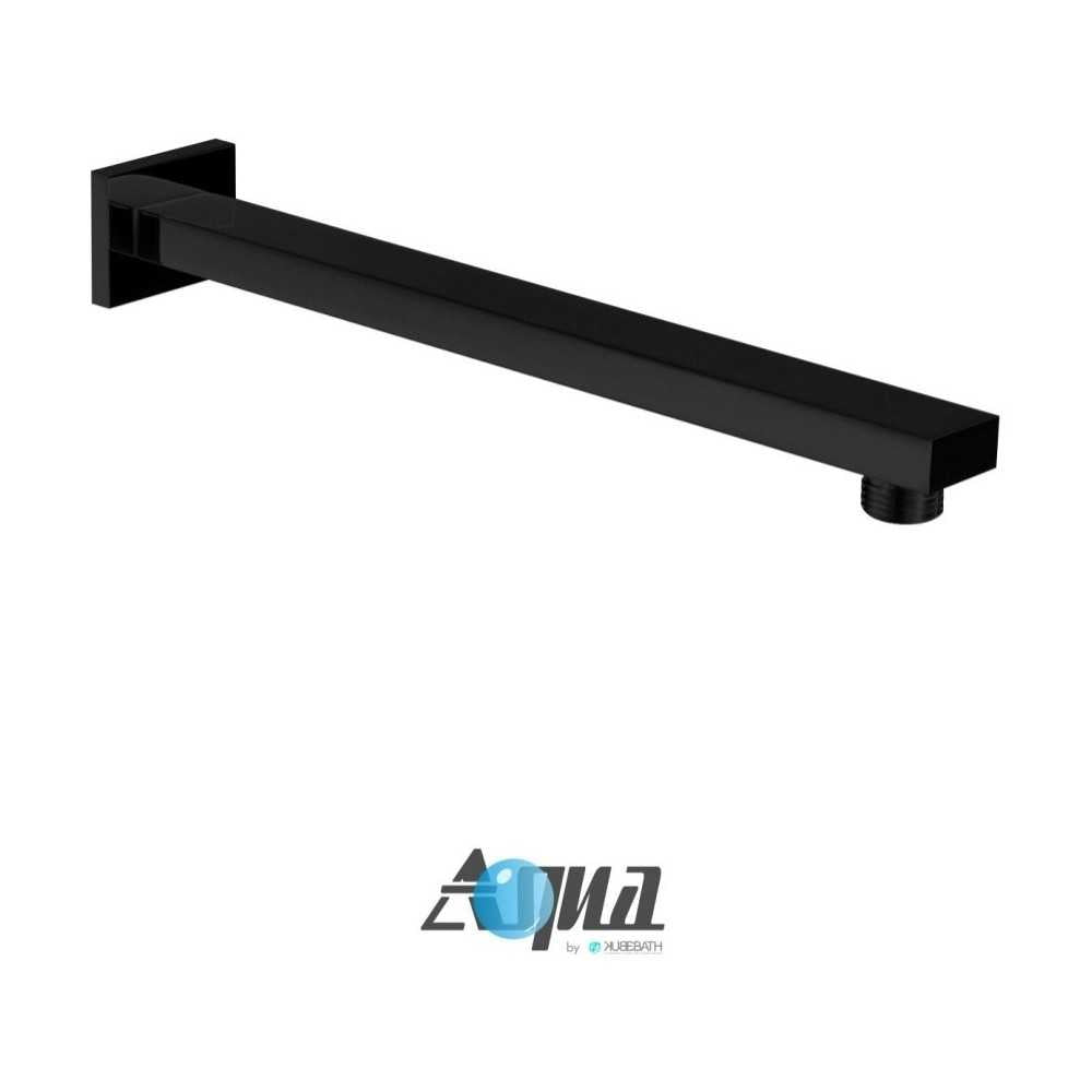 Aqua Piazza Matte Black Shower Set, 8" Square Rain Shower, 4 Body Jets, Tub Fill