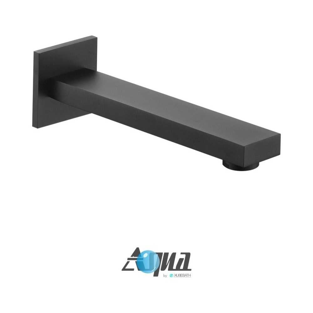 Aqua Piazza Matte Black Shower Set, 8" Square Rain Shower, 4 Body Jets, Tub Fill