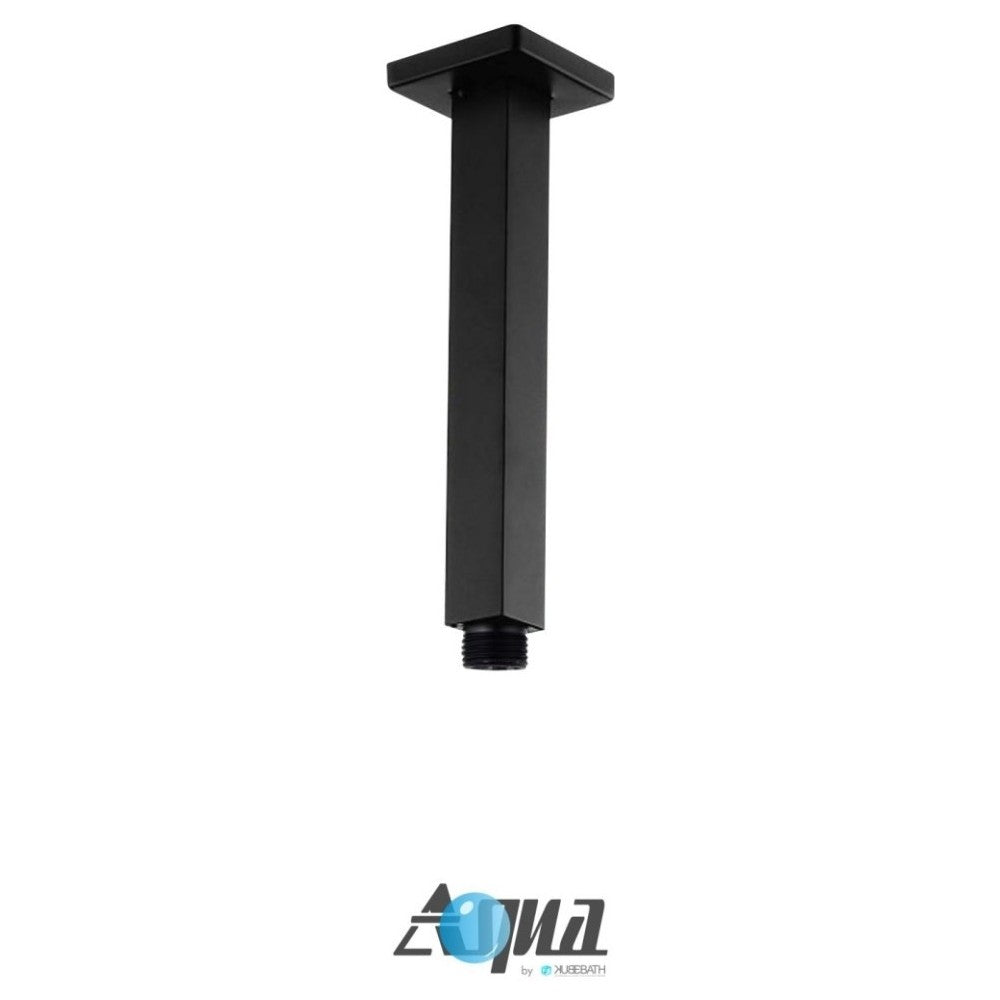 Aqua Piazza Matte Black Shower Set With 12" Ceiling Mount Square Rain Shower