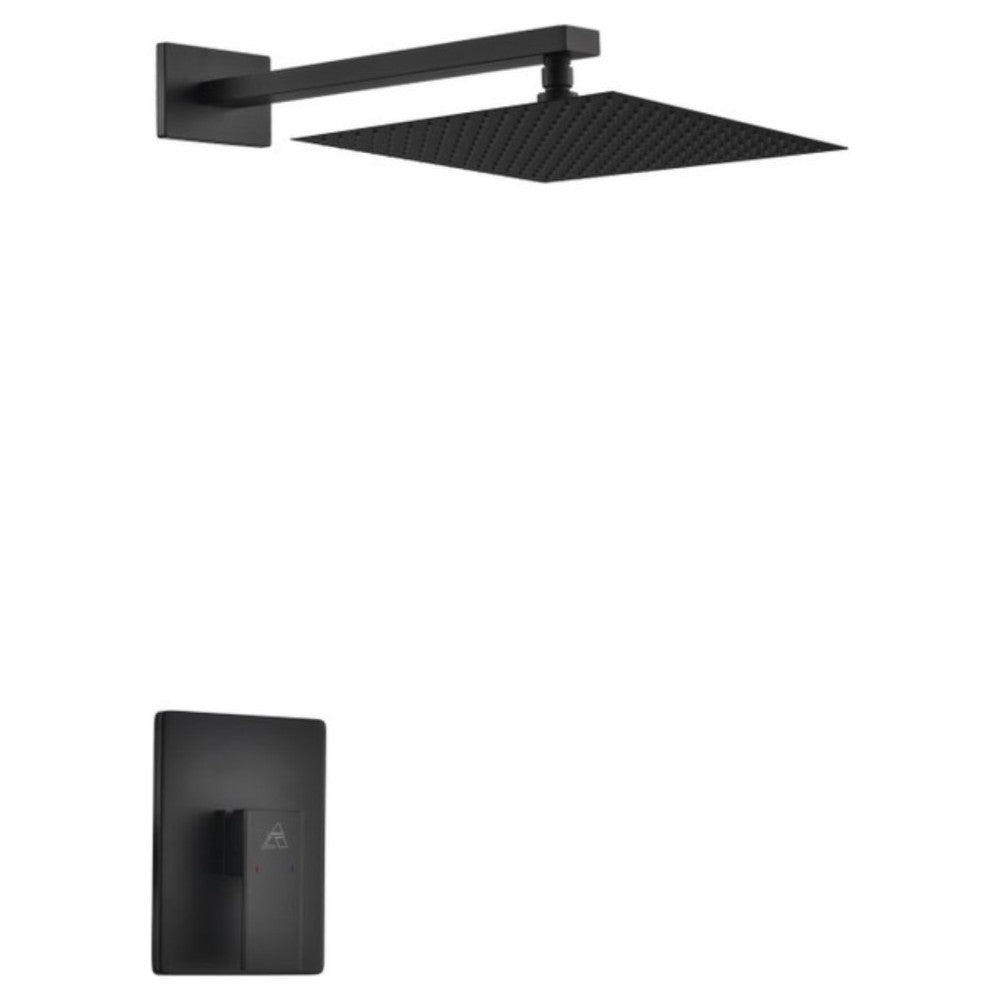 Aqua Piazza Matte Black Shower Set With 12" Square Rain Shower