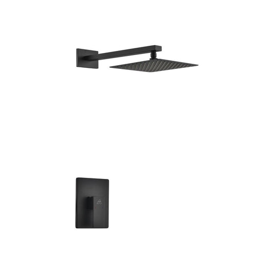 Aqua Piazza Matte Black Shower Set With 8" Square Rain Shower