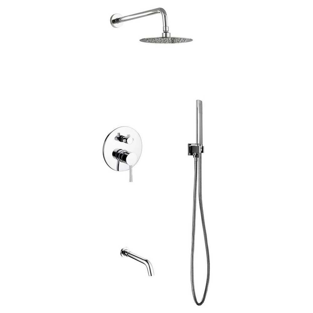 Aqua Rondo Shower Set With 8" Rain Shower, Handheld and Tub Filler