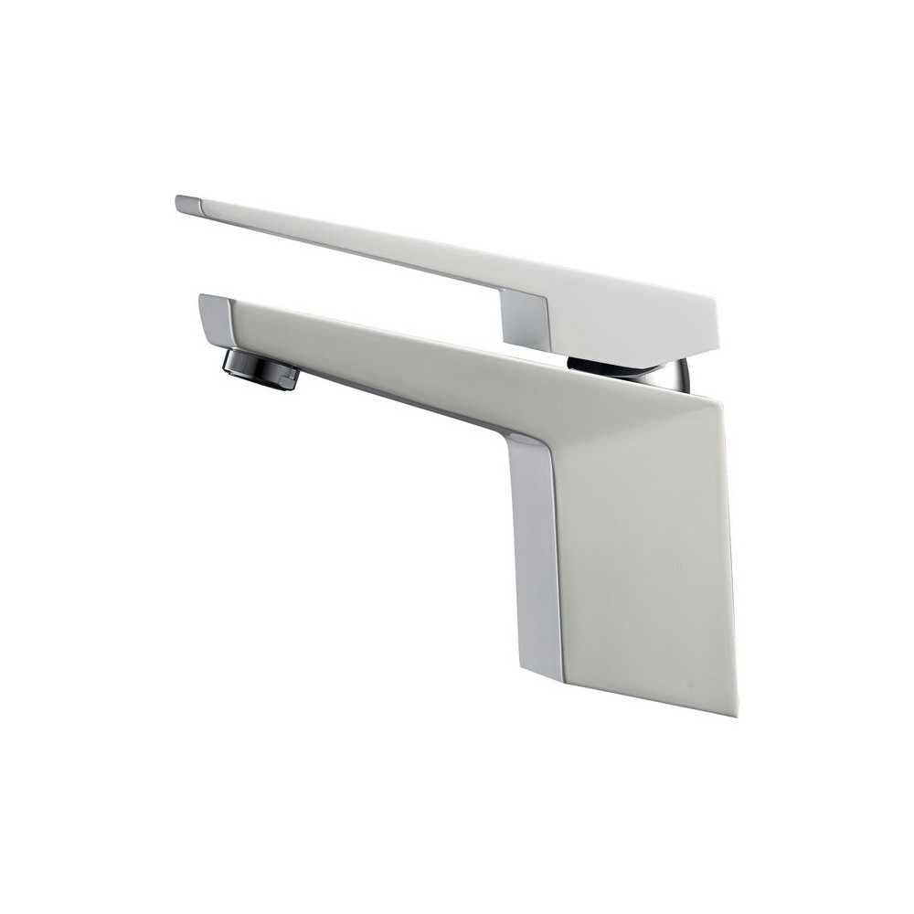 Aqua Siza Single Lever Modern Bathroom Vanity Faucet, Matt White