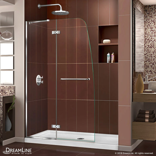 Aqua Ultra 45 in. W x 72 in. H Frameless Hinged Shower Door in Chrome
