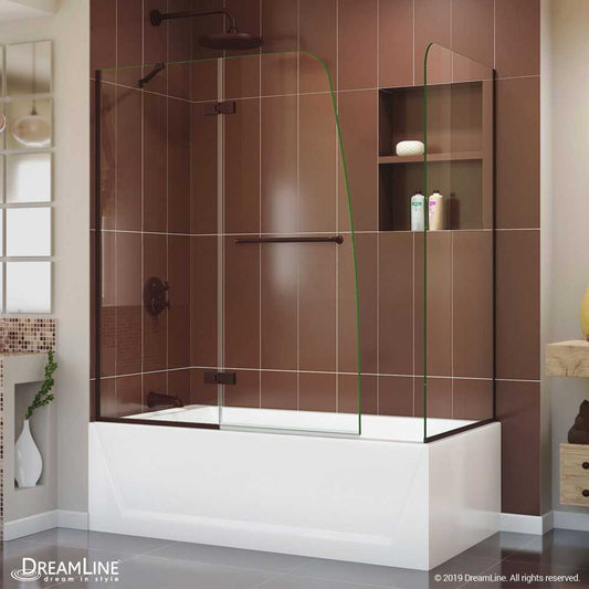 Aqua Ultra 48 in. W x 30 in. D x 58 in. H Frameless Hinged Tub Door with Return Panel in Oil Rubbed Bronze