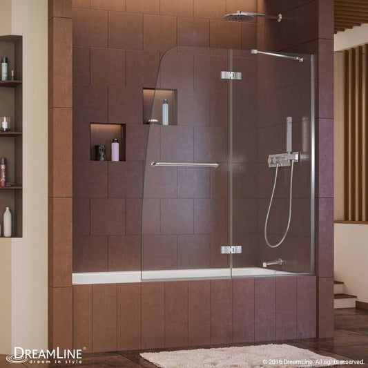 Aqua Ultra 48 in. W x 58 in. H Frameless Hinged Tub Door in Chrome