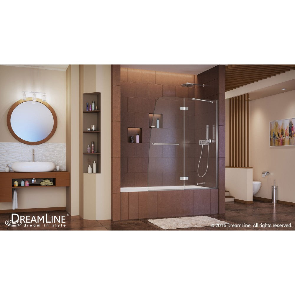 Aqua Ultra 48 in. W x 58 in. H Frameless Hinged Tub Door in Chrome