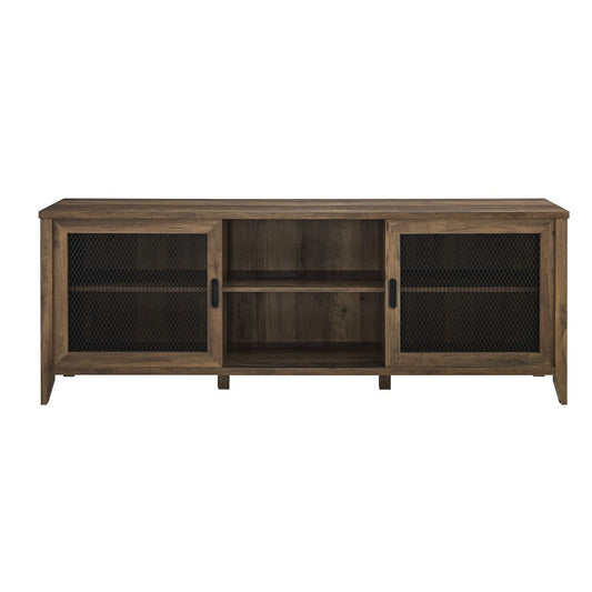 Arthur 70" Industrial Sliding Mesh Door TV Stand - Rustic Oak