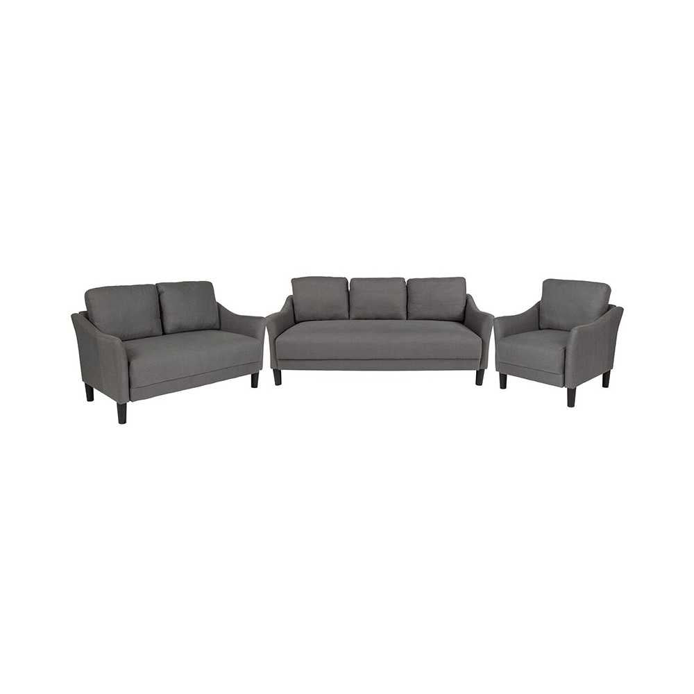 Asti 3 Piece Upholstered Set in Dark Gray Fabric