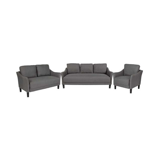 Asti 3 Piece Upholstered Set in Dark Gray Fabric