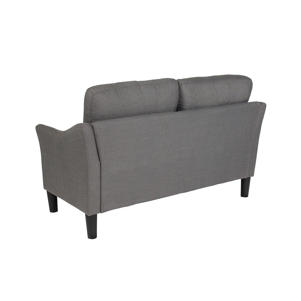 Asti Upholstered Loveseat in Dark Gray Fabric