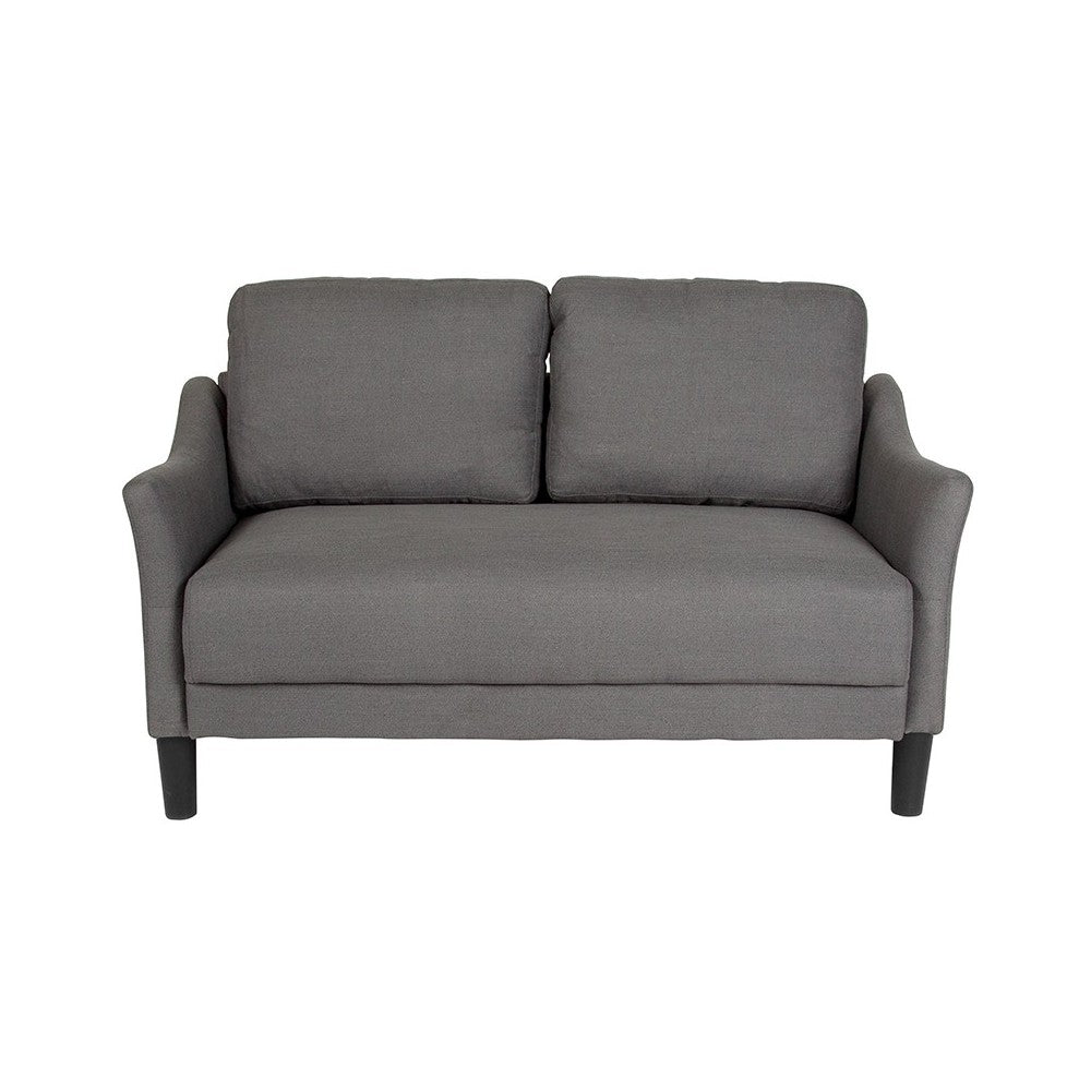 Asti Upholstered Loveseat in Dark Gray Fabric