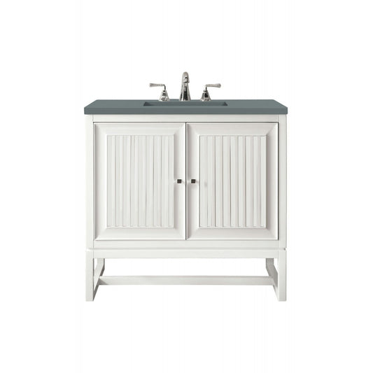 Athens 30" Single Vanity Cabinet, Glossy White, w/ 3 CM Cala Blue Top
