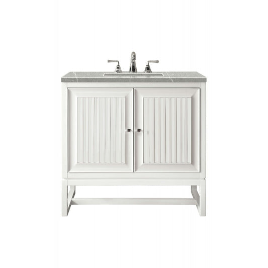 Athens 30" Single Vanity Cabinet, Glossy White, w/ 3 CM Eternal Serena Top