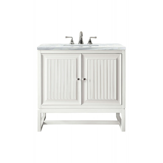 Athens 30" Single Vanity, Glossy White, w/ 3 CM Arctic Fall Solid Surface Top