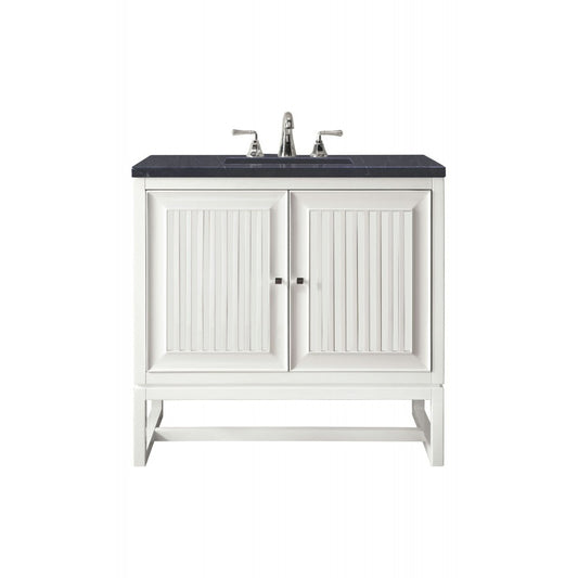 Athens 30" Single Vanity, Glossy White, w/ 3 CM Charcoal Soapstone Quartz Top