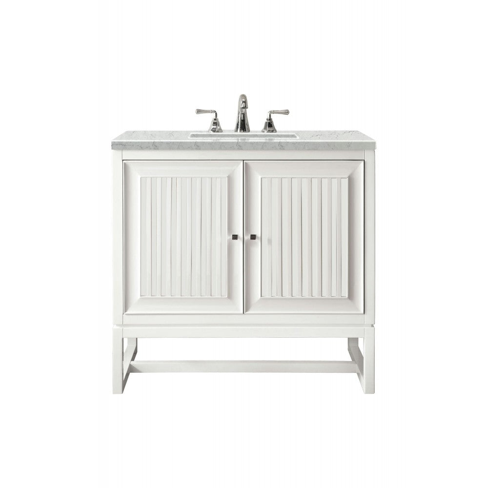 Athens 30" Single Vanity, Glossy White, w/ 3 CM Eternal Jasmine Pearl Quartz Top