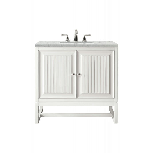 Athens 30" Single Vanity, Glossy White, w/ 3 CM Eternal Jasmine Pearl Quartz Top