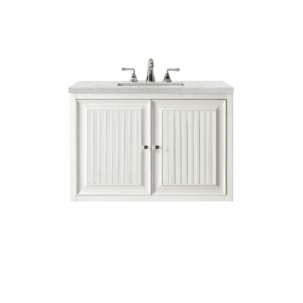 Athens 30" Single Vanity, Glossy White, w/ 3 CM Eternal Jasmine Pearl Quartz Top