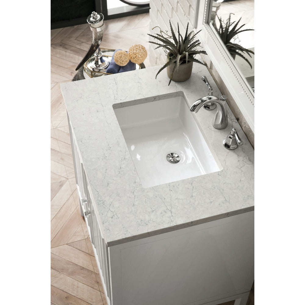 Athens 30" Single Vanity, Glossy White, w/ 3 CM Eternal Jasmine Pearl Quartz Top