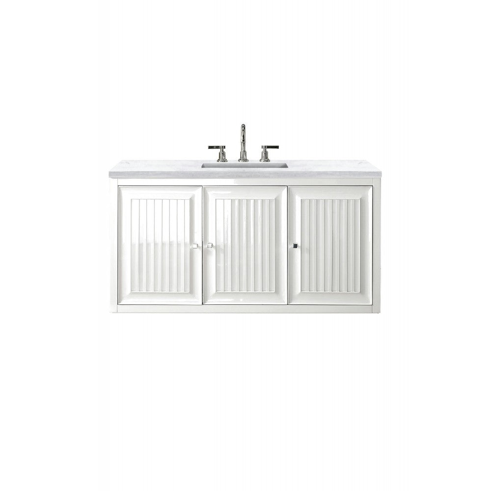 Athens 48" Single Vanity, Glossy White, w/ 3 CM Arctic Fall Solid Surface Top