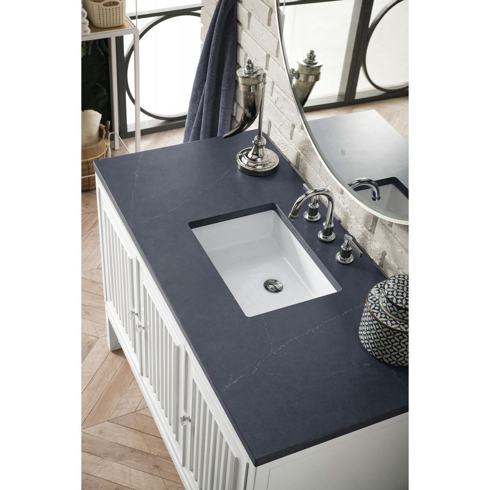 Athens 48" Single Vanity, Glossy White, w/ 3 CM Charcoal Soapstone Quartz Top